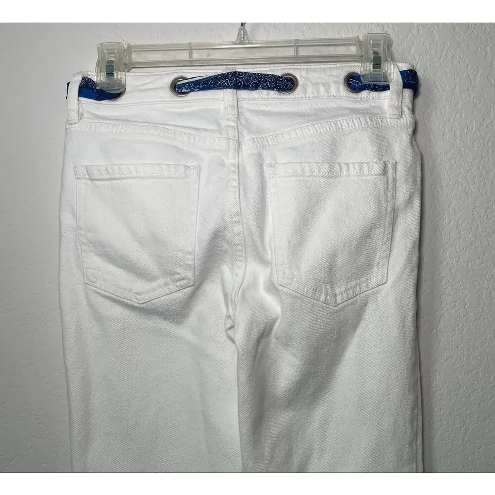 Free People Very Soft Belt Out Cropped Flare Jeans Ocean Isle White - 25